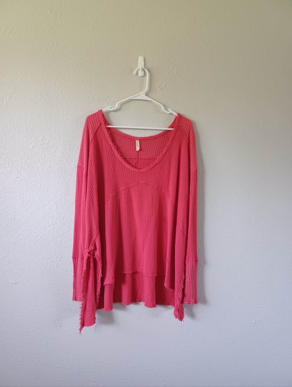 Free People Waffle Knit Sunset Thermal Long Sleeve Droopy Top